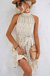 Neckholder-Minikleid mit Blumendruck